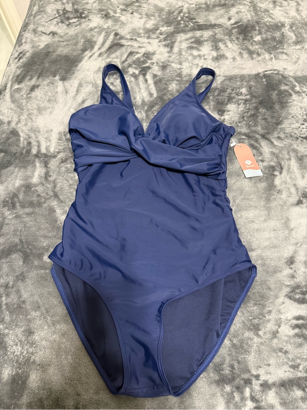 Twist-Front One-Piece Swimsuit in Deep Blue